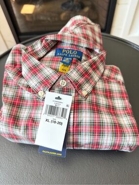 Polo by Ralph Lauren Red and White Plaid Button-Down Shirt